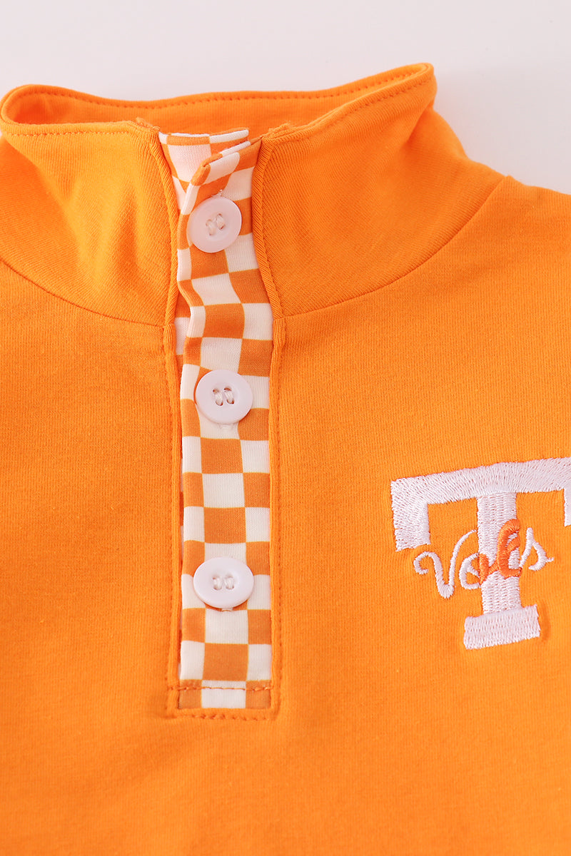 Orange Tennessee go vols embroidery checkered pants set