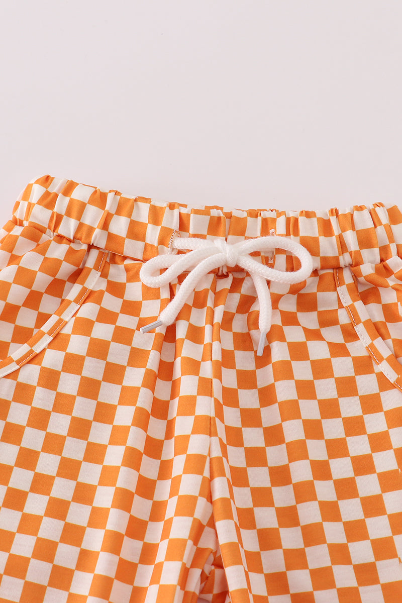 Orange Tennessee go vols embroidery checkered pants set